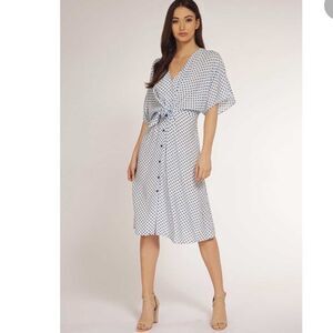 Dex White Midi Dress with Black Polka Dots